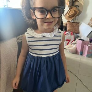 Babidu Spanish Nautical Navy and White Striped Kids Matching Set